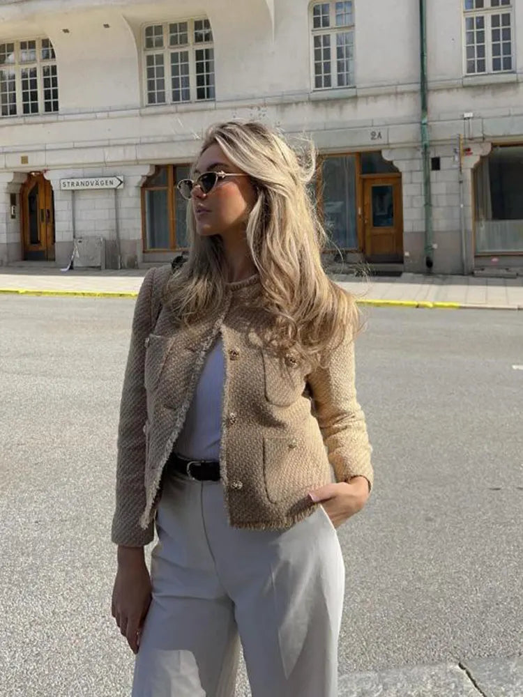 Veste Tweed Femme à Coupe Élégante